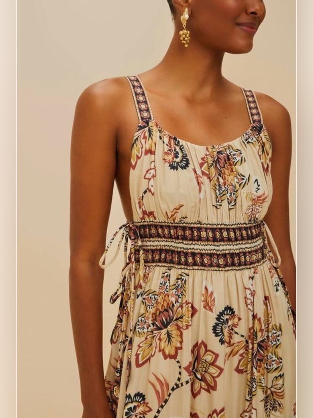 NWT Farm Rio Aura Floral Sand Midi Dress - Size M - Picture 2 of 7